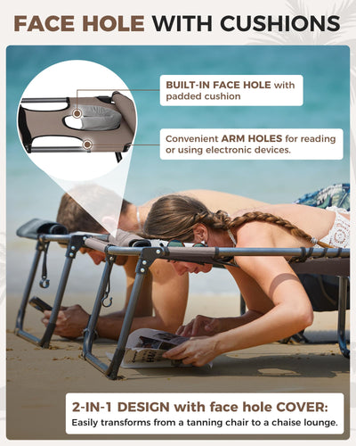 KingCamp MAGNOLIA B10 PLUS Backpack Chaise Lounge with Adjustable Canopy and Face Hole