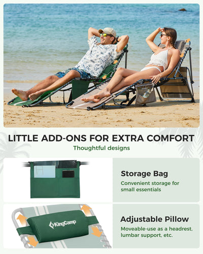 KingCamp MAGNOLIA B10 PLUS Backpack Chaise Lounge with Adjustable Canopy and Face Hole