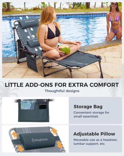 KingCamp MAGNOLIA B10 PLUS Backpack Chaise Lounge with Adjustable Canopy and Face Hole