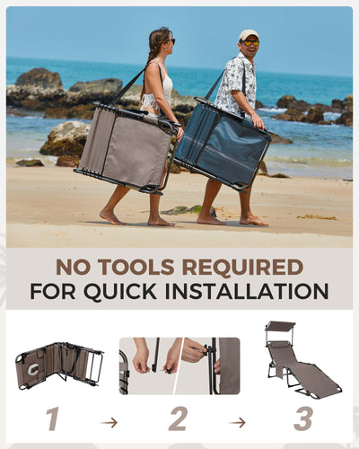 KingCamp MAGNOLIA B10 PLUS Backpack Chaise Lounge with Adjustable Canopy and Face Hole