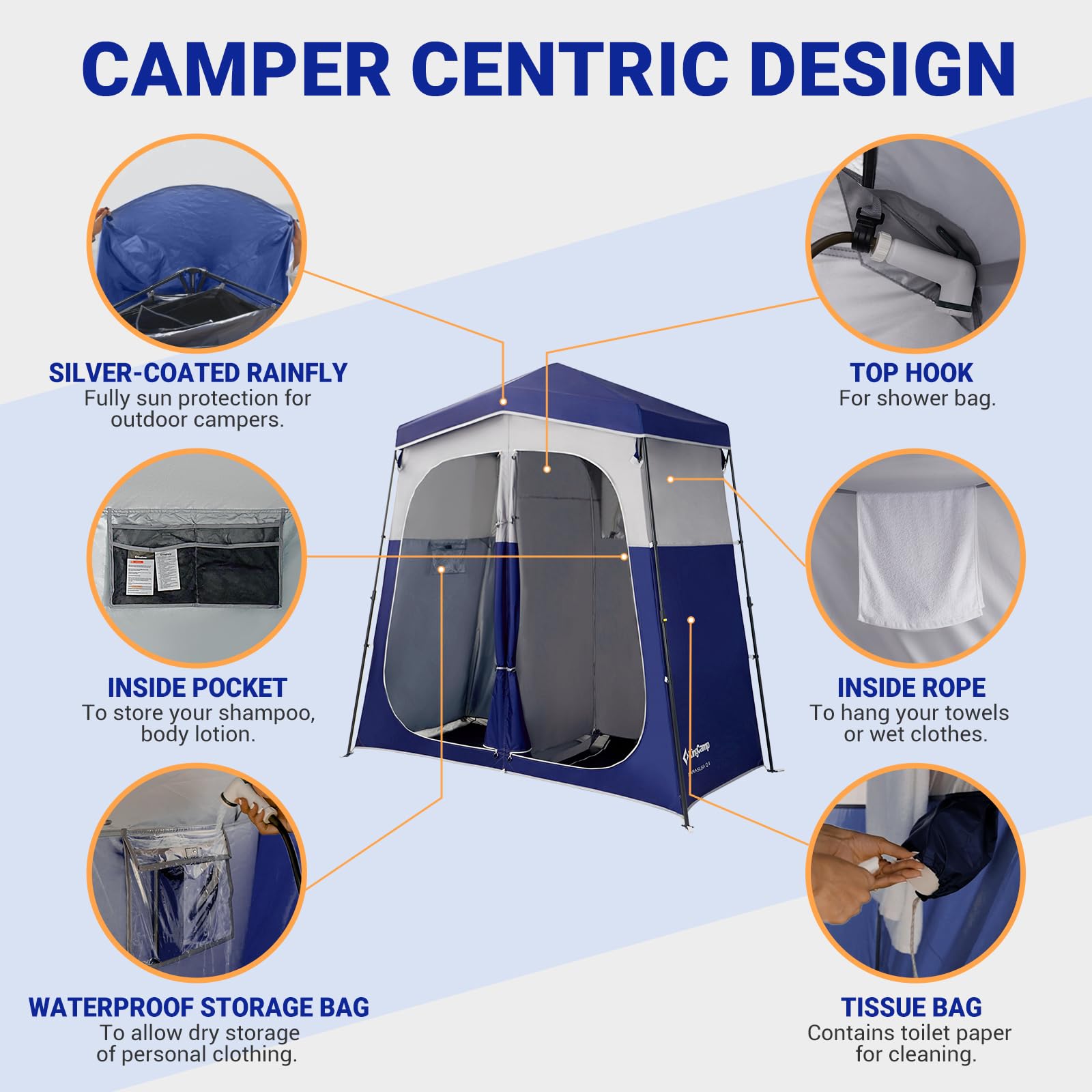 KingCamp MARASUSA Q Double-Room Shower Tent