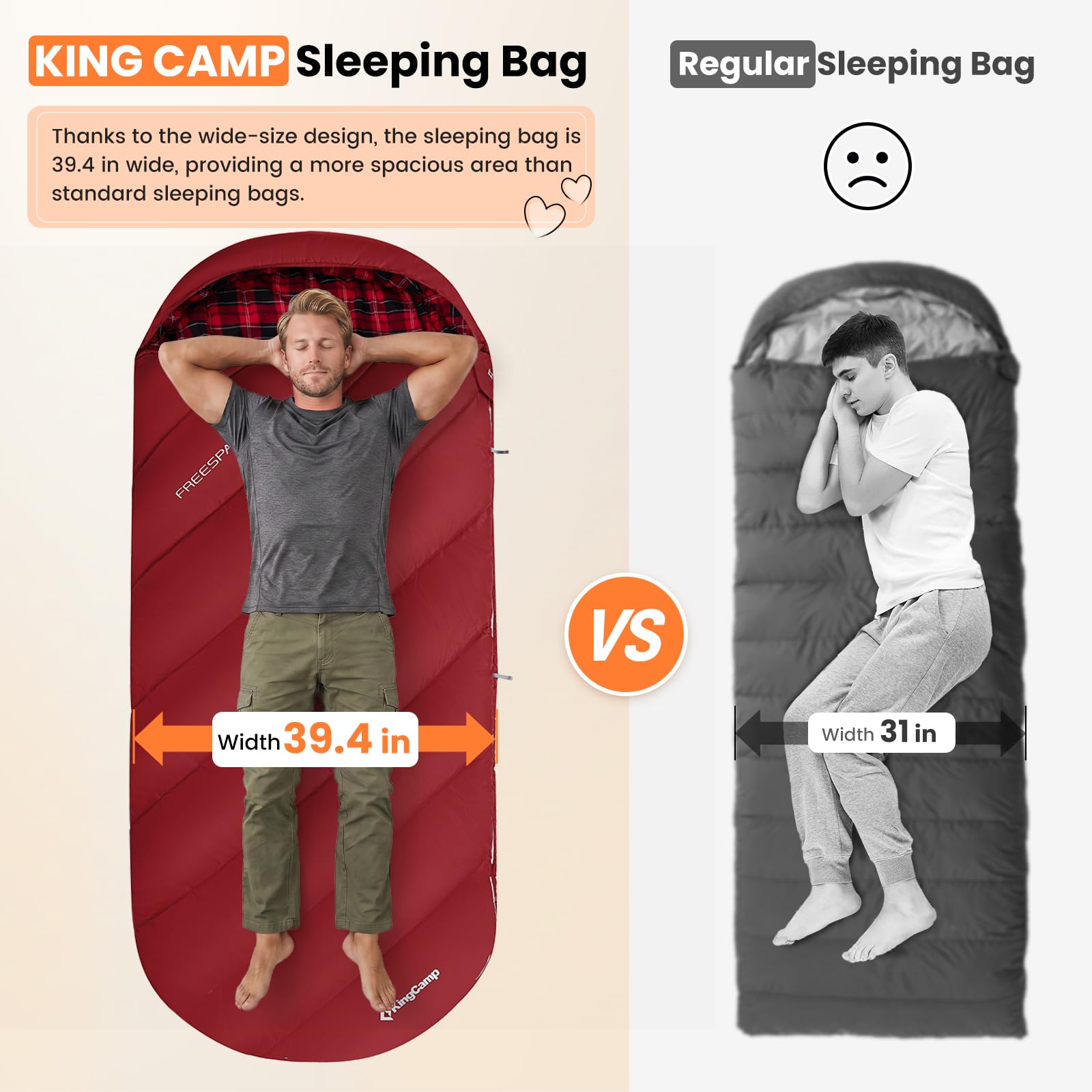 KingCamp Plus Size 3-4 Season Sleeping Bag