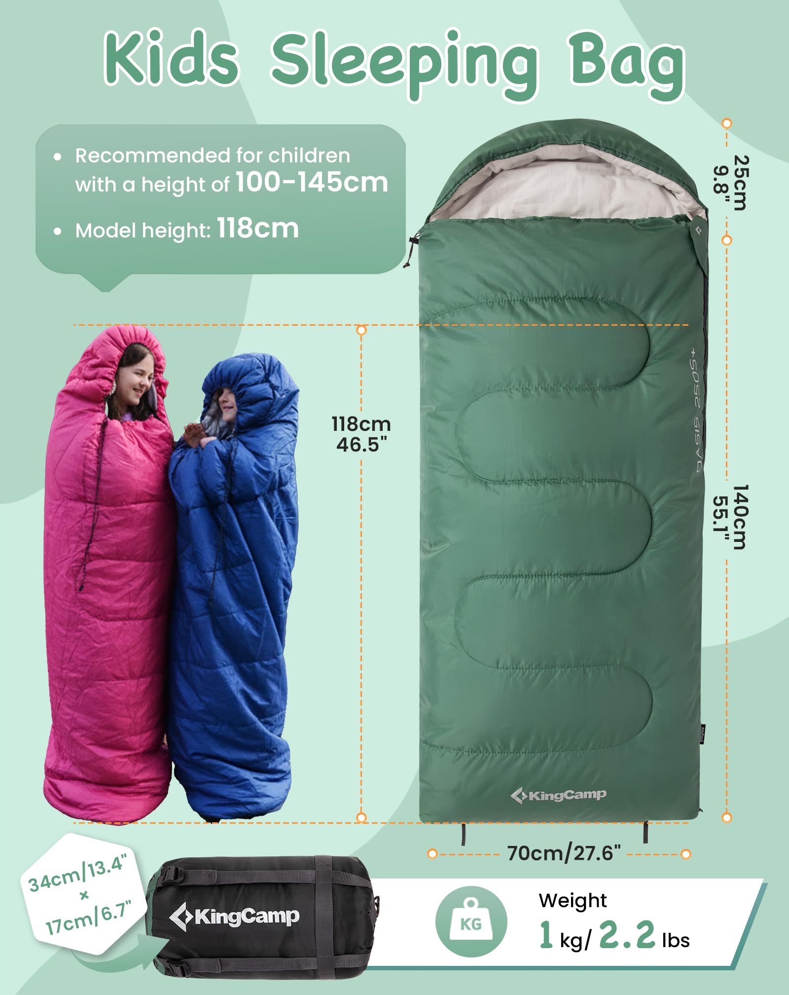 KingCamp Oasis 250S+ Kids Flannel Sleeping Bag