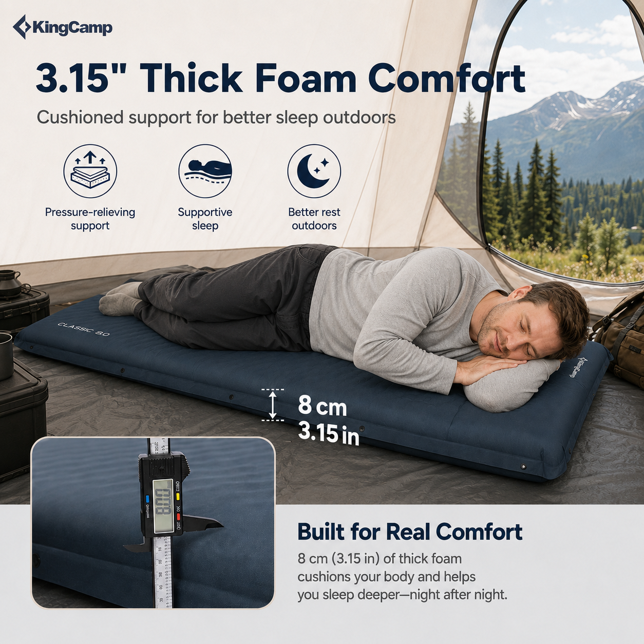 KingCamp CLASSIC 8.0 Single Self-Inflating Sleeping Pad