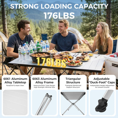 KingCamp Large Roll up Aluminum Folding Camping Table
