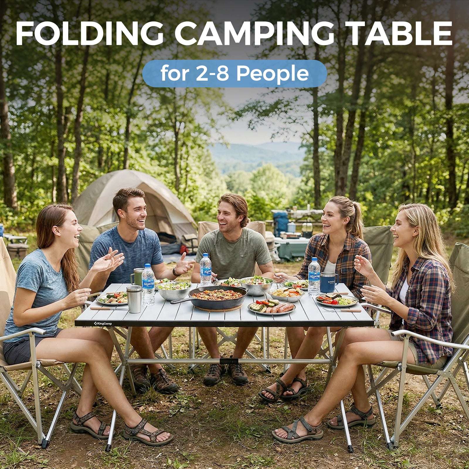 KingCamp Large Roll up Aluminum Folding Camping Table