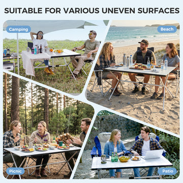 KingCamp 4-6 Person Camping Roll up Aluminum Folding Lightweight Large Table