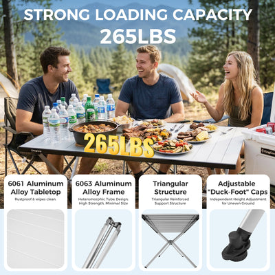 KingCamp Large Roll up Aluminum Folding Camping Table