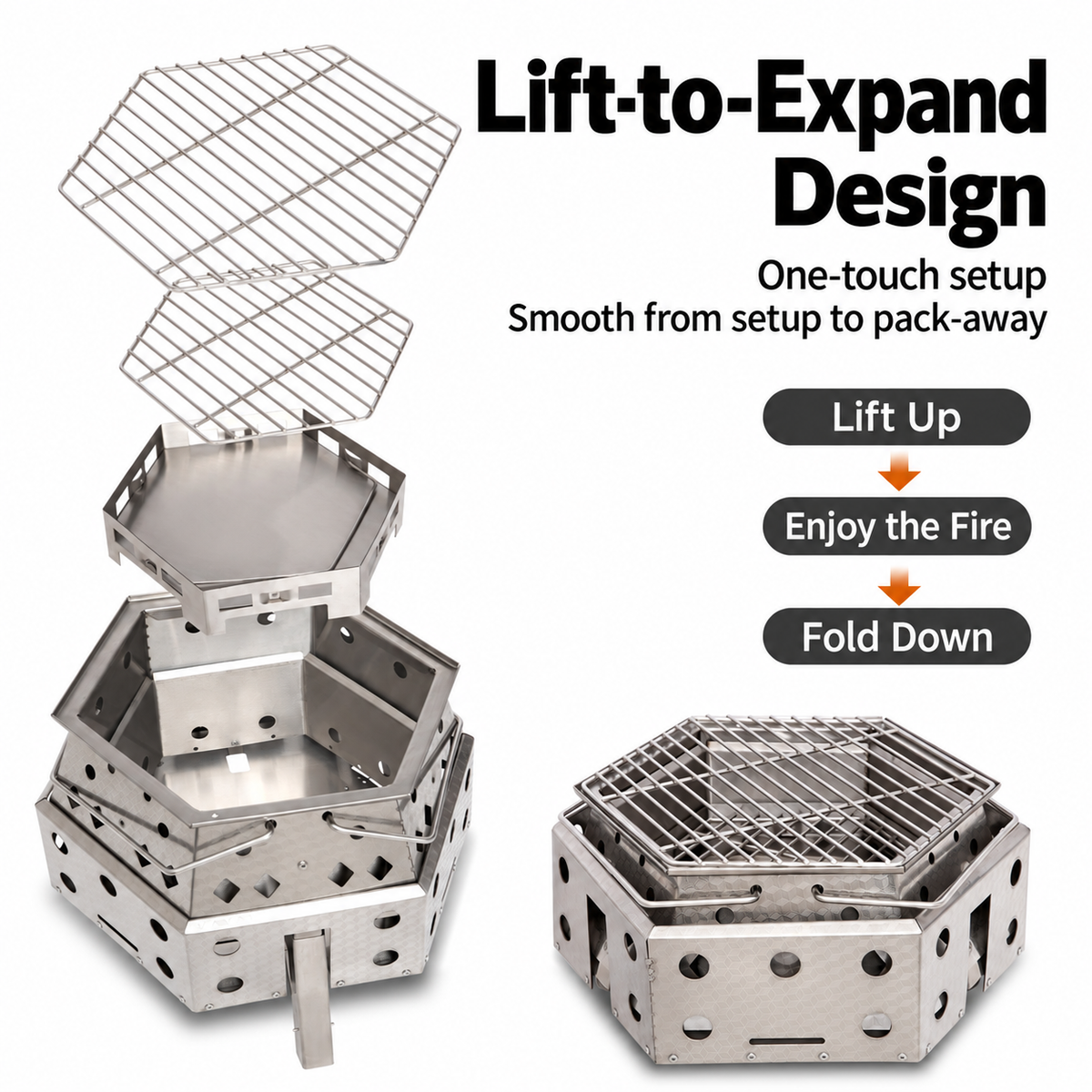 KingCamp Hexagonal Telescopic Wood-Burning Stove