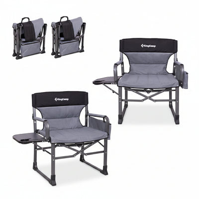 KingCamp XXL Folding Padded Director's Chair with Side Table