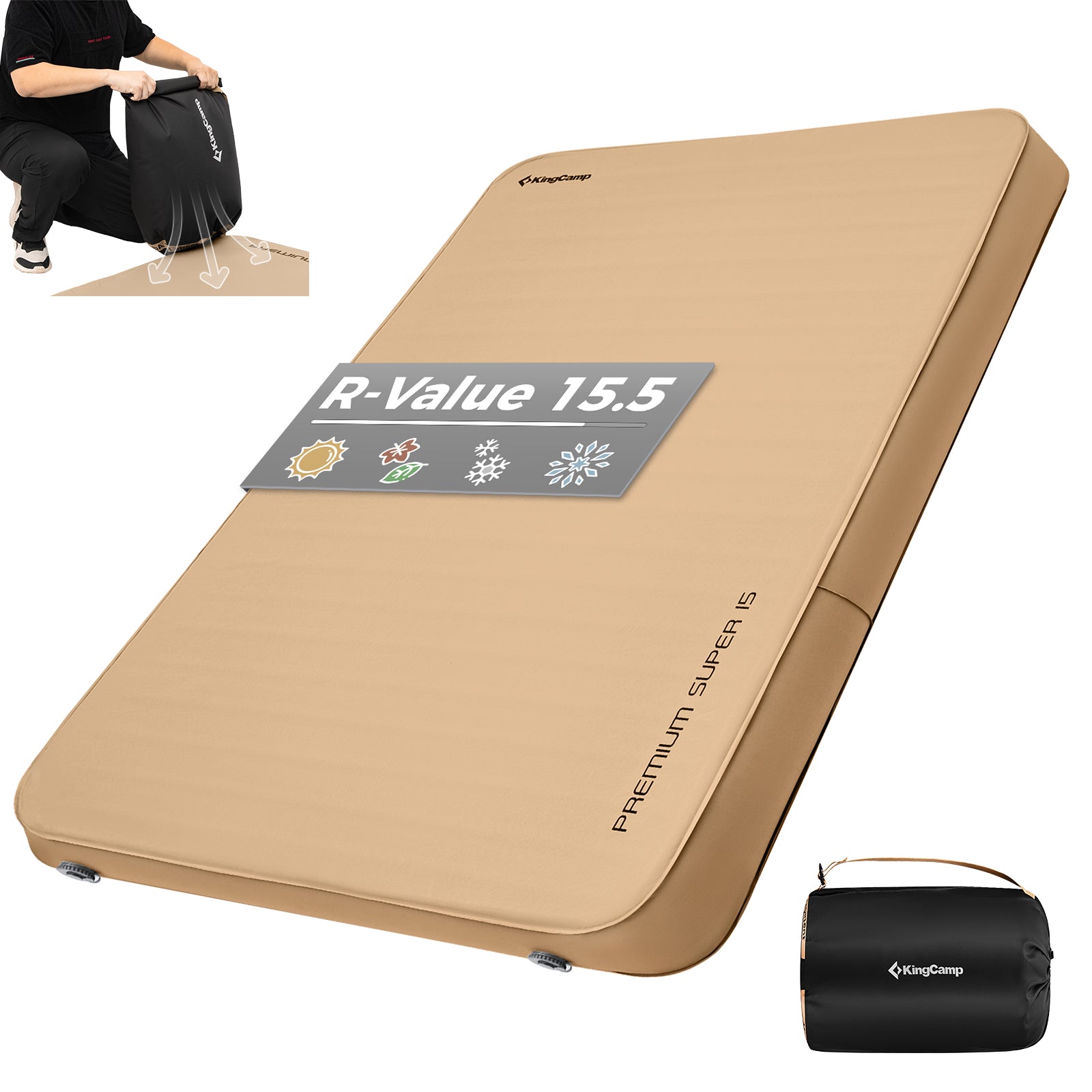 Buy 5.9'' Thick Self-Inflating Double Camping Sleeping Pad