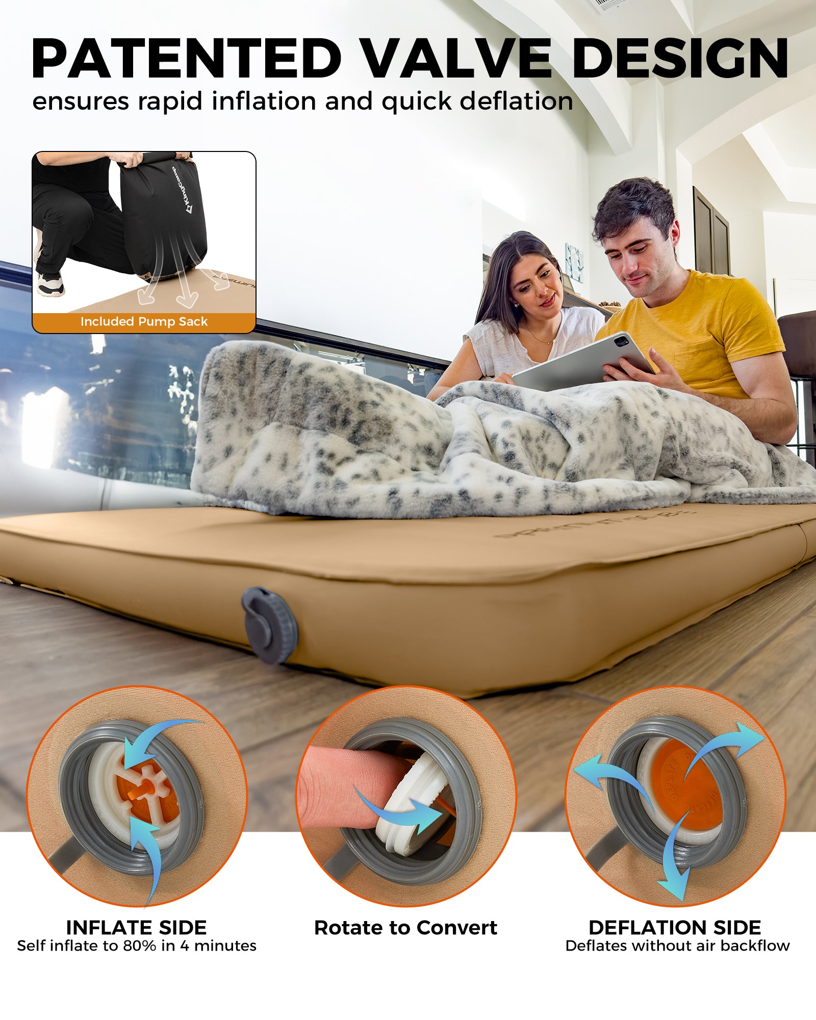 Buy 5.9'' Thick Self-Inflating Double Camping Sleeping Pad