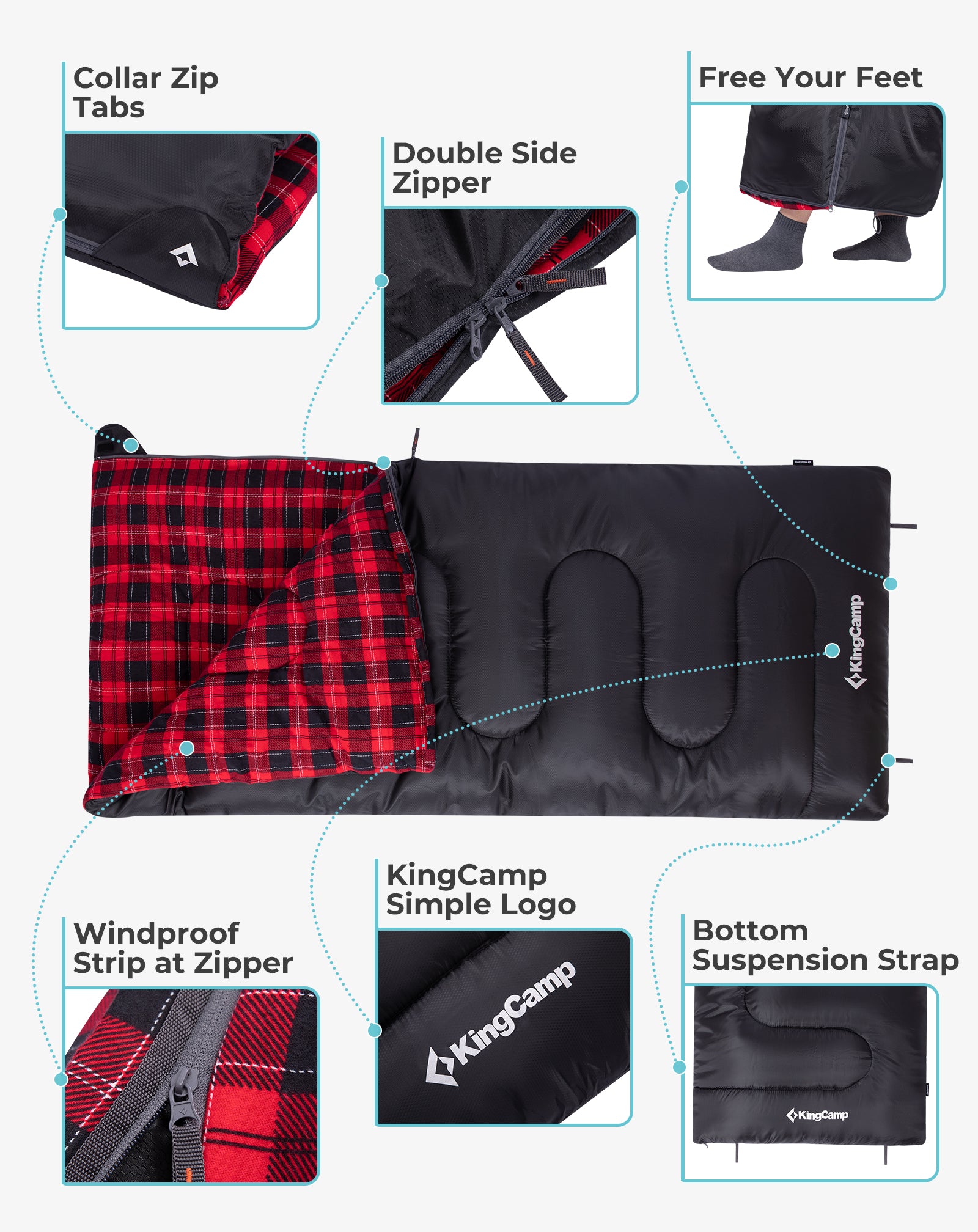 KingCamp Outdoor Gear Cotton Flannel 3 Season Sleeping Bags