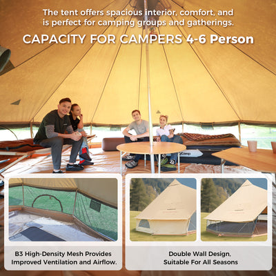 KingCamp KHAN 340GSM TC Canvas 4-Season Bell Tent