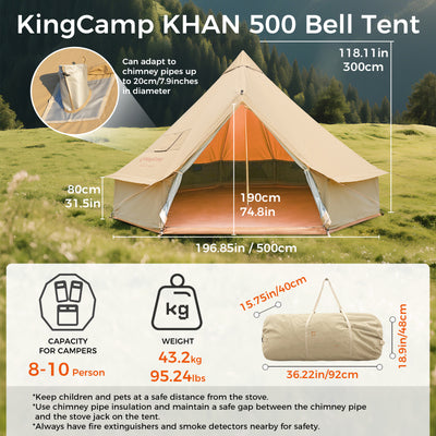 KingCamp KHAN 340GSM TC Canvas 4-Season Bell Tent