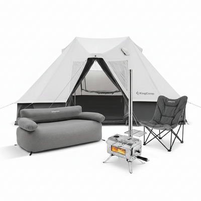 KingCamp KHAN VILLA Tent Glamping 4-in-1 Bundle with Stove
