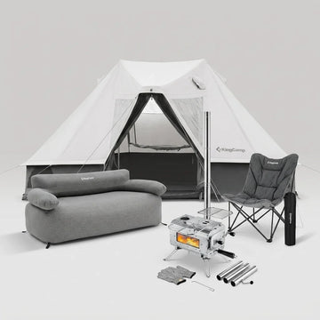 る*た様 KingCamp ベルテント KHAN C400 ホワイト KingCamp KHAN VILLA Tent Glamping 4-in-1 Bundle with Stove