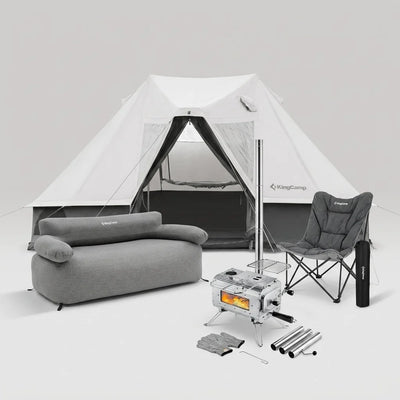 KingCamp KHAN VILLA Tent Glamping 4-in-1 Bundle with Stove