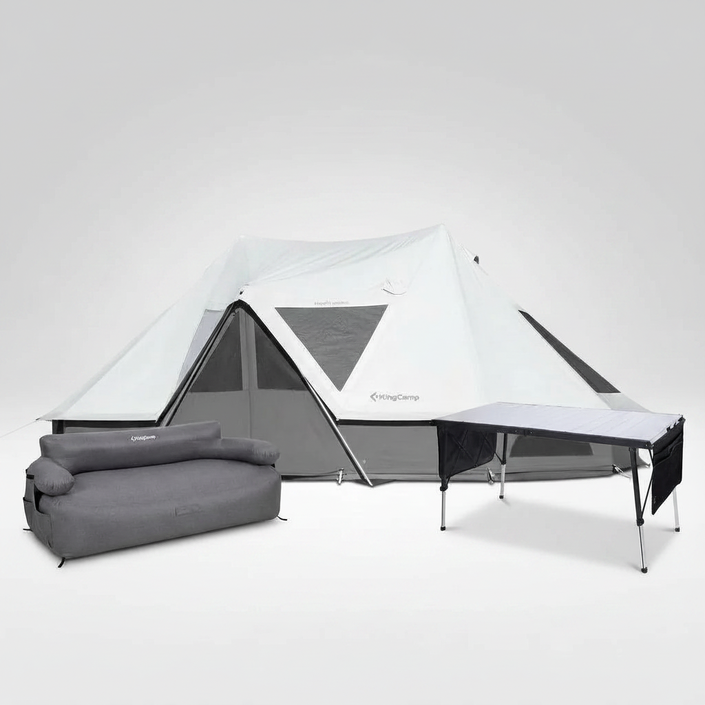 KingCamp KHAN PALACE Glamping Tent Kit with Inflatable Sofa & Table Bundle