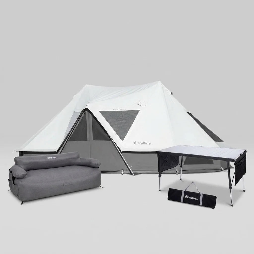KingCamp KHAN PALACE Glamping Tent Kit with Inflatable Sofa & Table Bundle