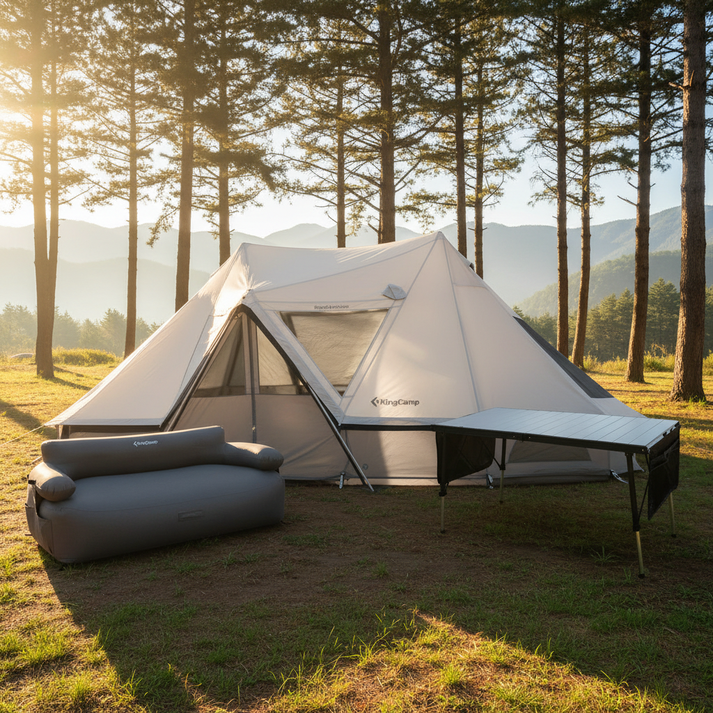 KingCamp KHAN PALACE Glamping Tent Kit with Inflatable Sofa & Table Bundle
