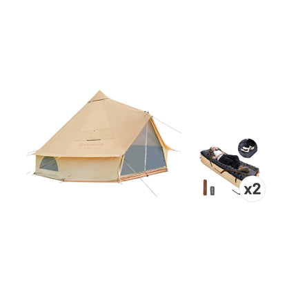 KingCamp Bell Tent & Double Air Bed Frame Bundle for Couples