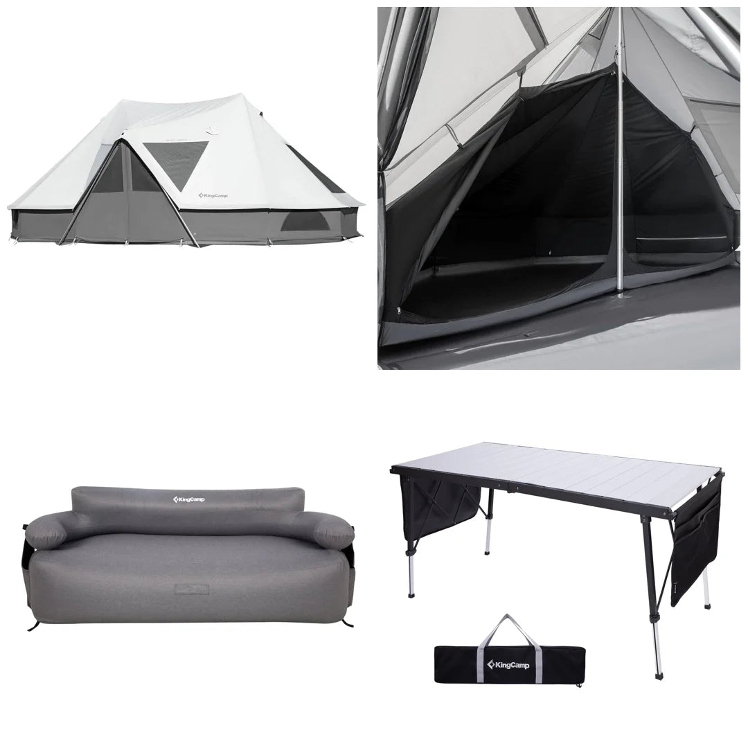 KingCamp Glamping Tent Kit with Inflatable Sofa & Table Bundle