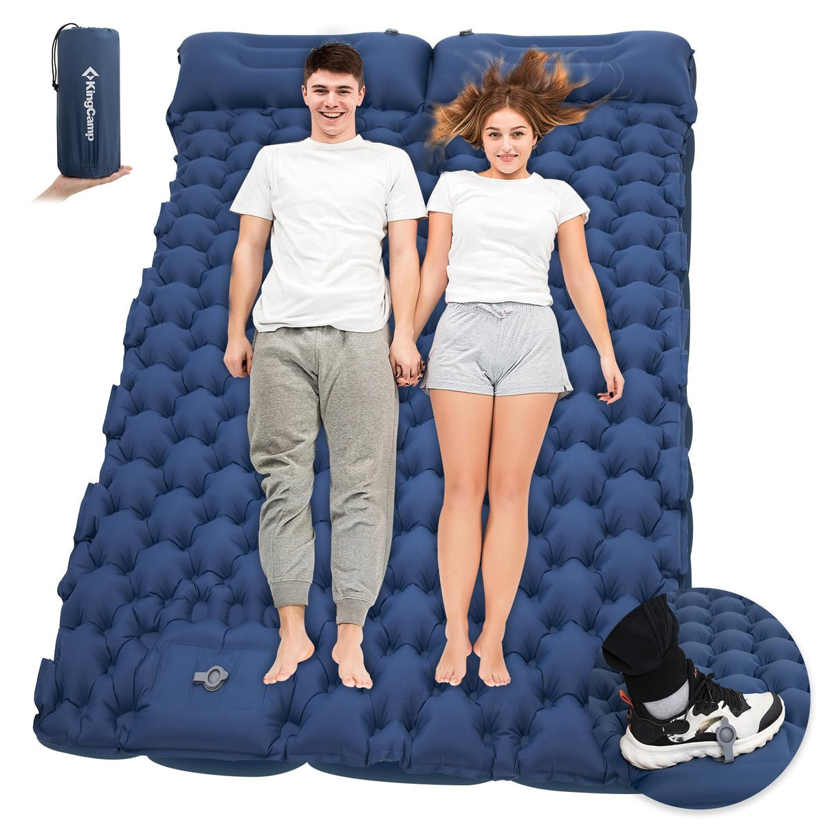 KingCamp Bell Tent & Double Air Bed Frame Bundle for Couples