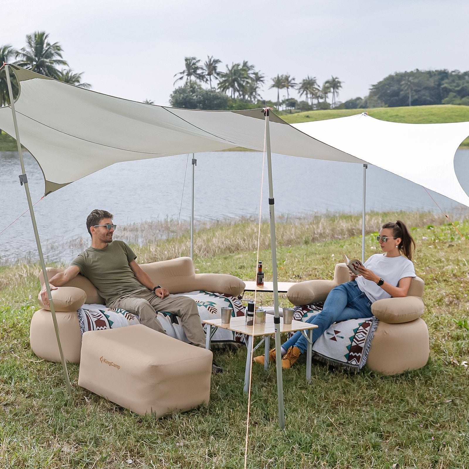 KingCamp 2-Person Inflatable Sofa & Single Set Bundle