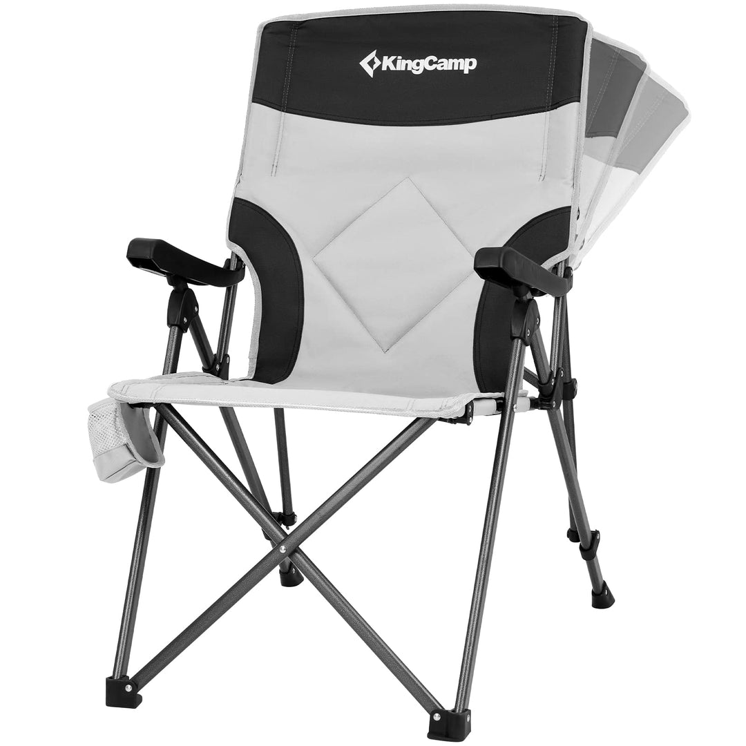 KingCamp High Back Camping Chair Folding Chair Patio Chairs with Hard Armrest Head Storage Pockets Cup Holder HeavyDuty 300lbs Camp Chairs Lawn Chairs