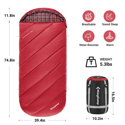 KingCamp 350g Filling Plus Size 3-4 Season Wine Sleeping Bag