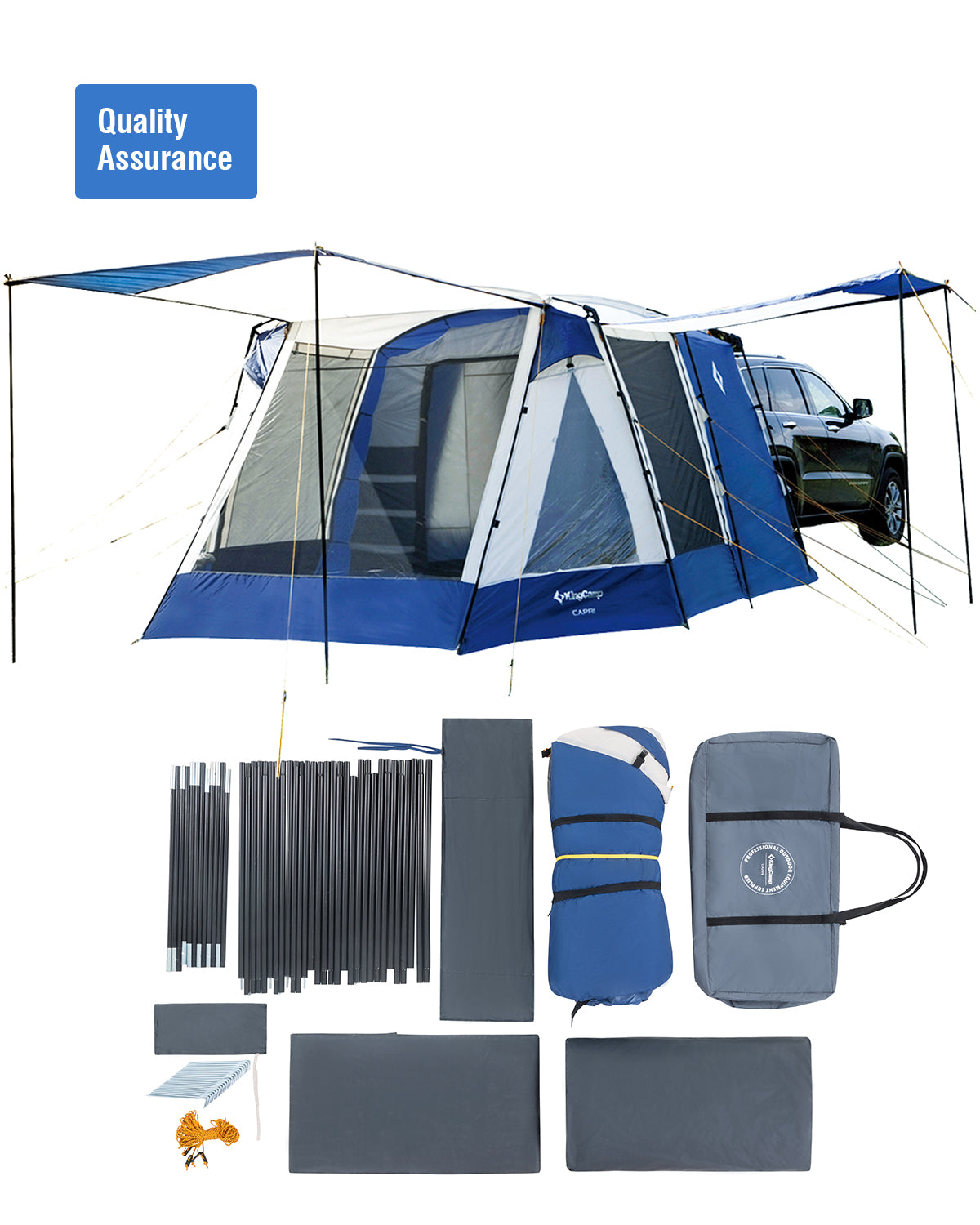 KingCamp Camping Square 3 Season SUV Tent with Screen Room