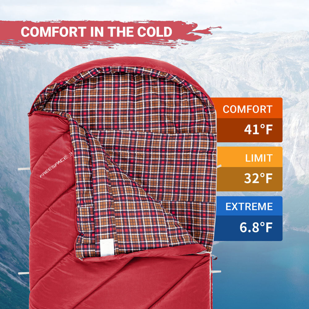 KingCamp 350g Filling Plus Size 3-4 Season Wine Sleeping Bag
