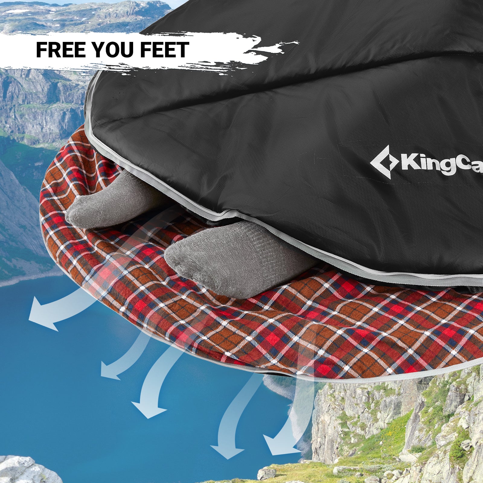 KingCamp 350g Filling Plus Size 3-4 Season Black Sleeping Bag