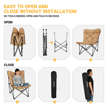 KingCamp LEMON C10 Padded Butterfly Folding Camping Chair
