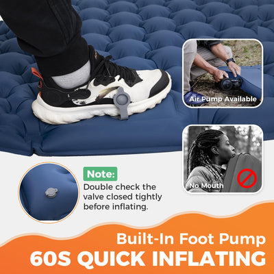 KingCamp COMFORT DUO 9 Double Air Pad with Built-in Foot Pump and Pillow