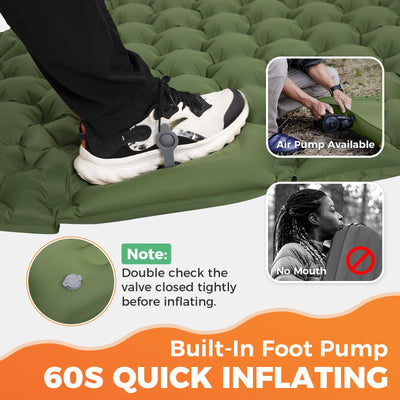 KingCamp COMFORT DUO 9 Double Air Pad with Built-in Foot Pump and Pillow