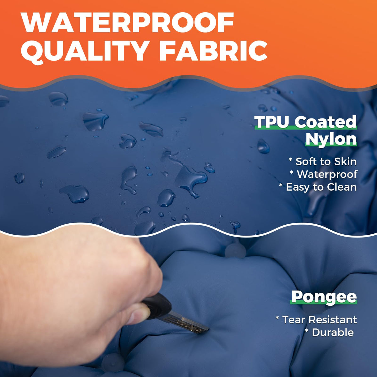 KingCamp COMFORT DUO 9 Double Air Pad with Built-in Foot Pump and Pill ...