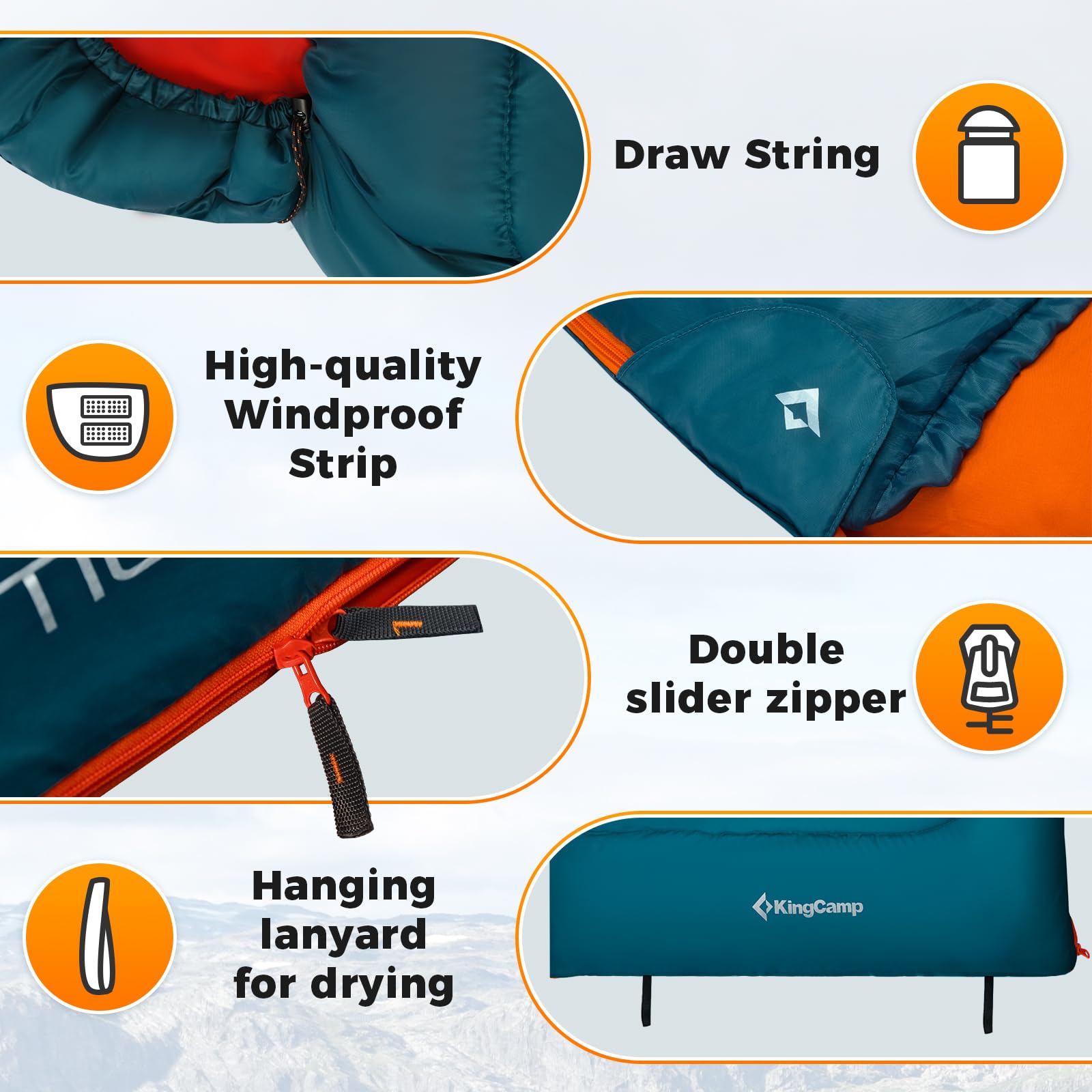 KingCamp TIGRIS 250 Sleeping Bag-Envelope With Hood