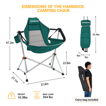 KingCamp Aluminum Alloy Swing Camping Hammock Chair Blue / 1-Pack