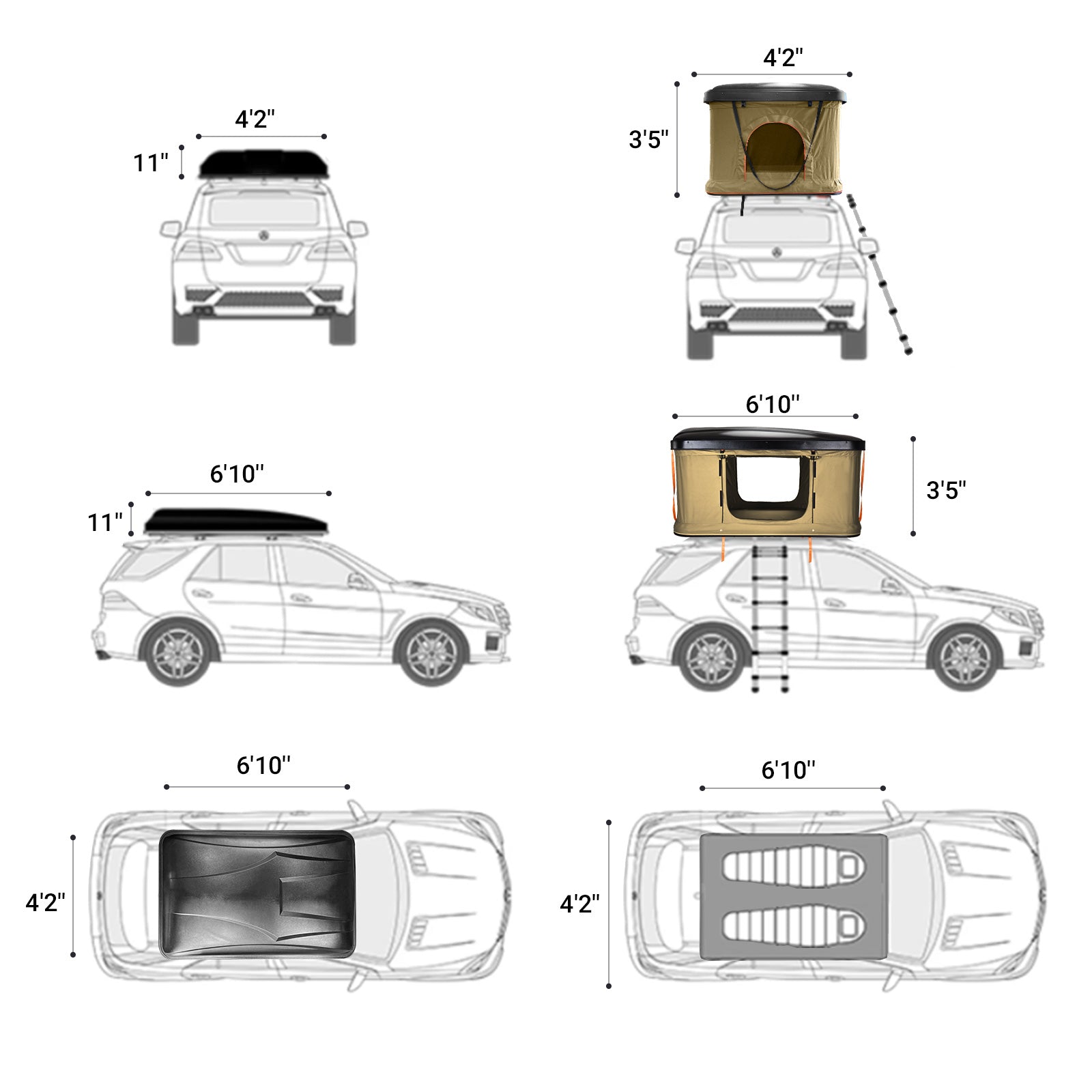 KingCamp 2-Person Rooftop Tent