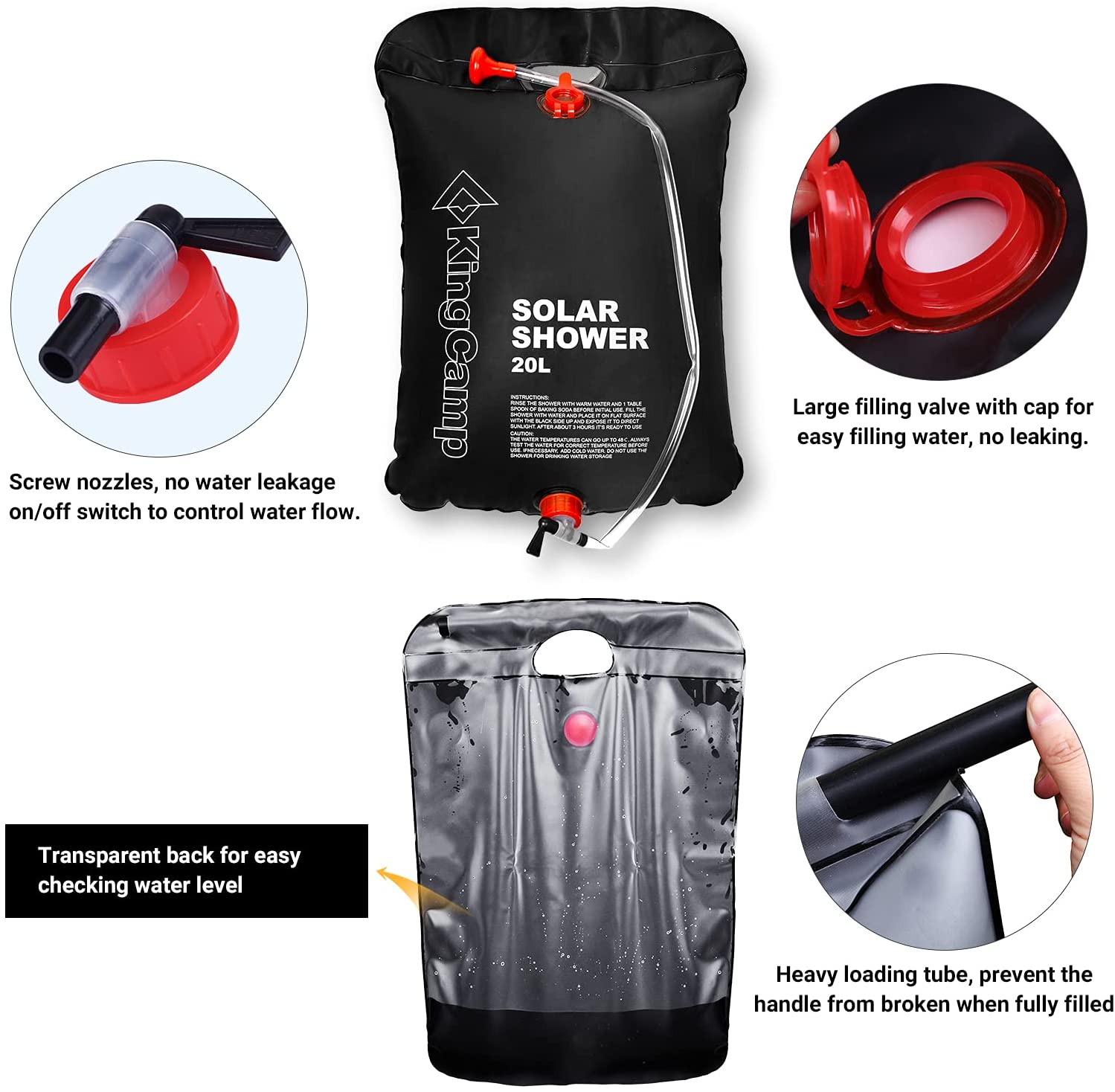 KingCamp 20 L / 5.28 Gallons Portable Camping Solar Shower