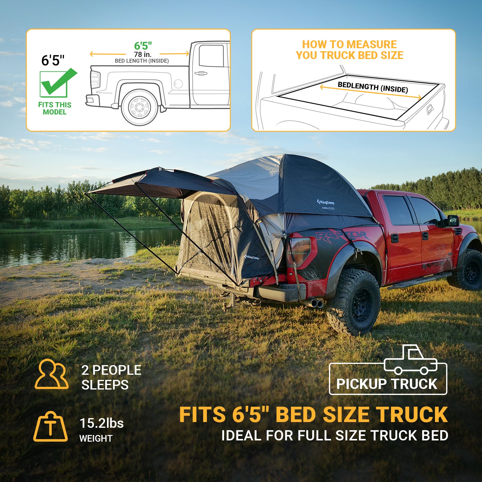 KingCamp 2 Person Truck Bed Tent