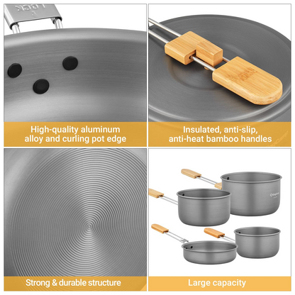 KingCamp 7Pcs Camping Cookware Camp Cooking Set