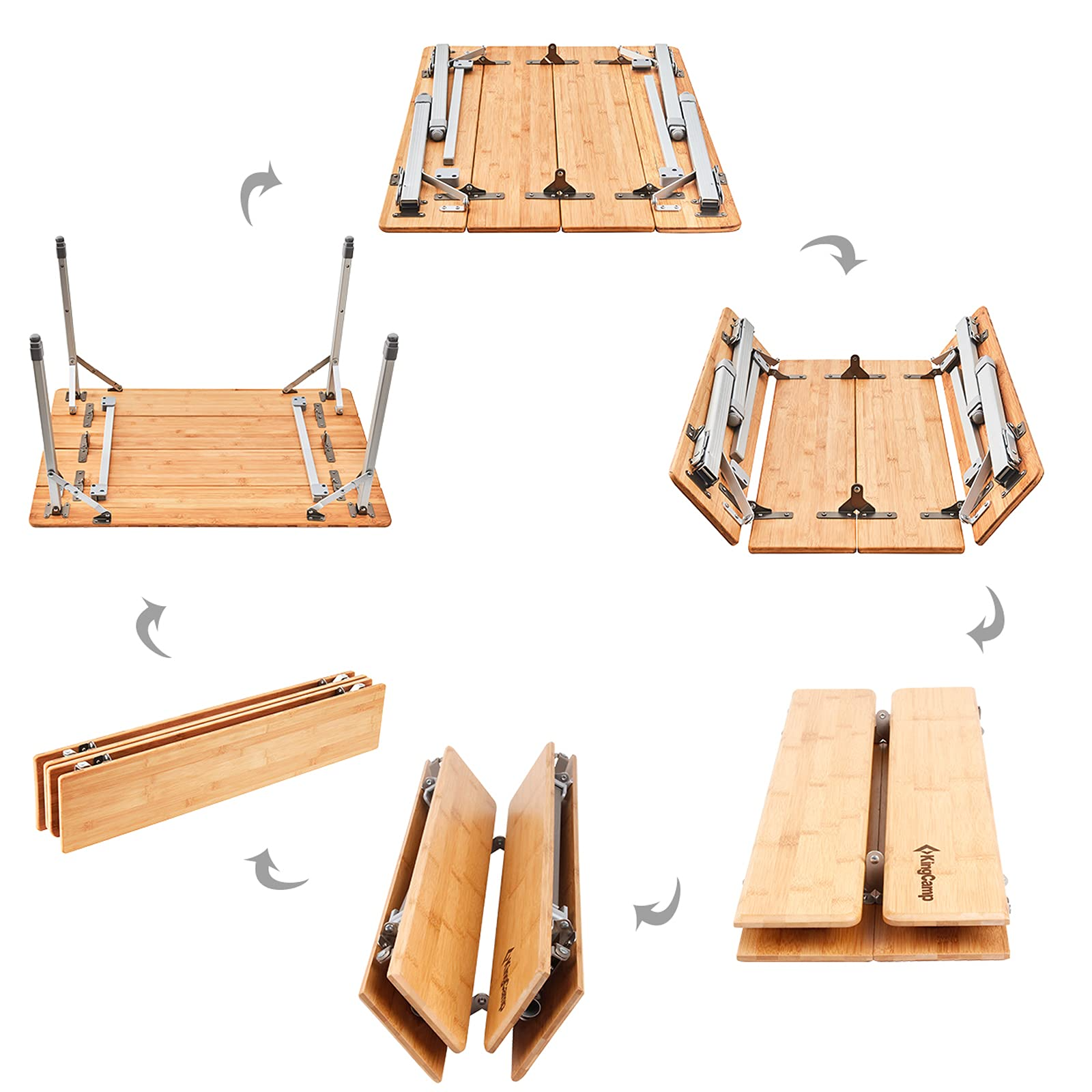 KingCamp 4 People Folding Bamboo Table