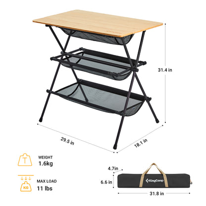 KingCamp Camping Detachable Shelf With Bamboo Table Board