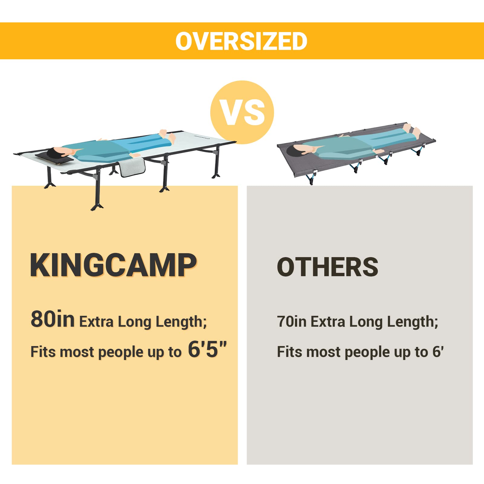 KingCamp Camping Extra Long Portable Cot
