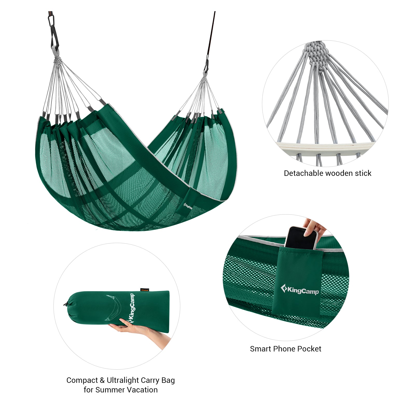 KingCamp Double Mesh Hammock with 2 Tree Straps
