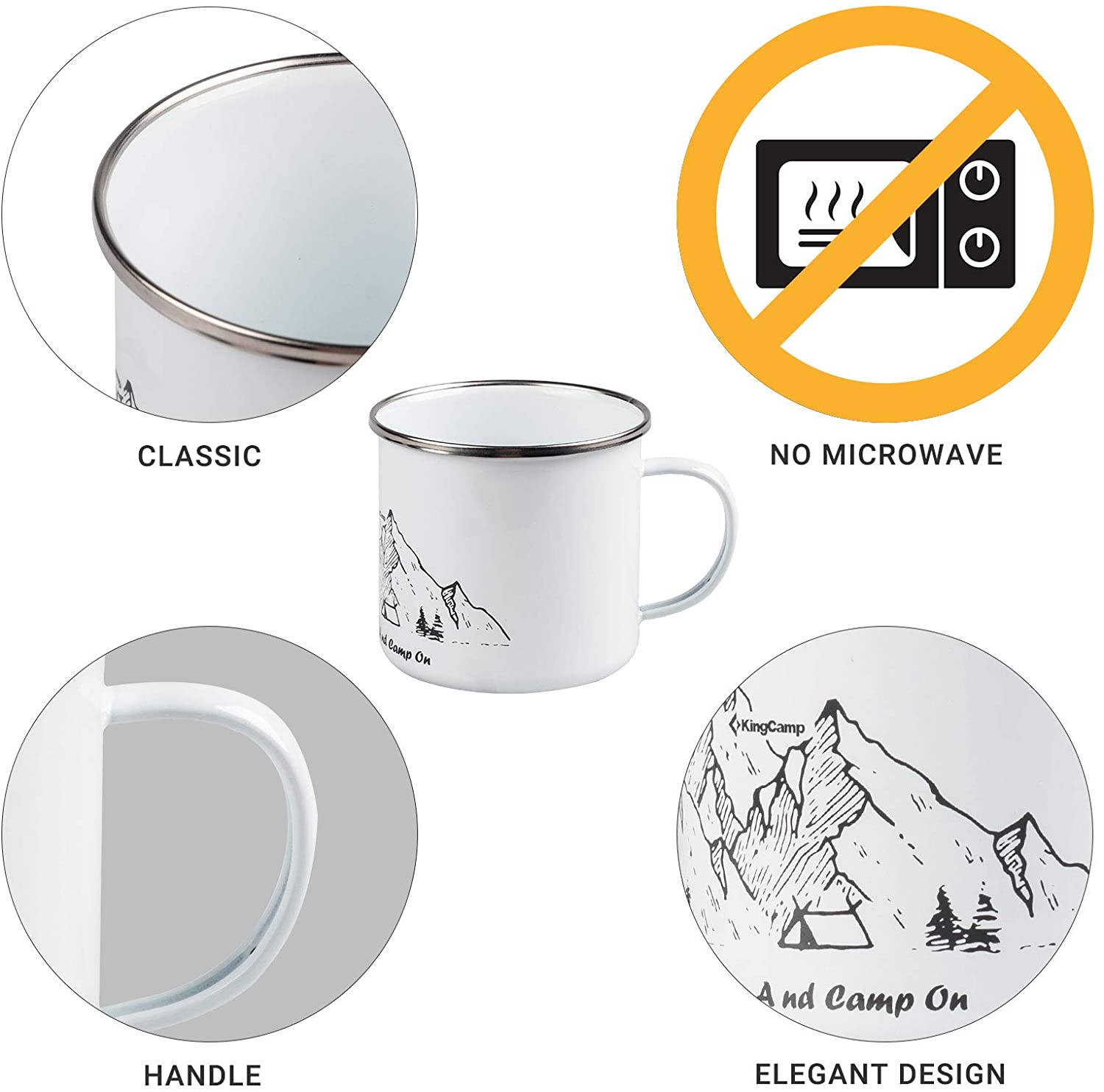KingCamp Enamel Coffee Camping Mugs 15 fl oz