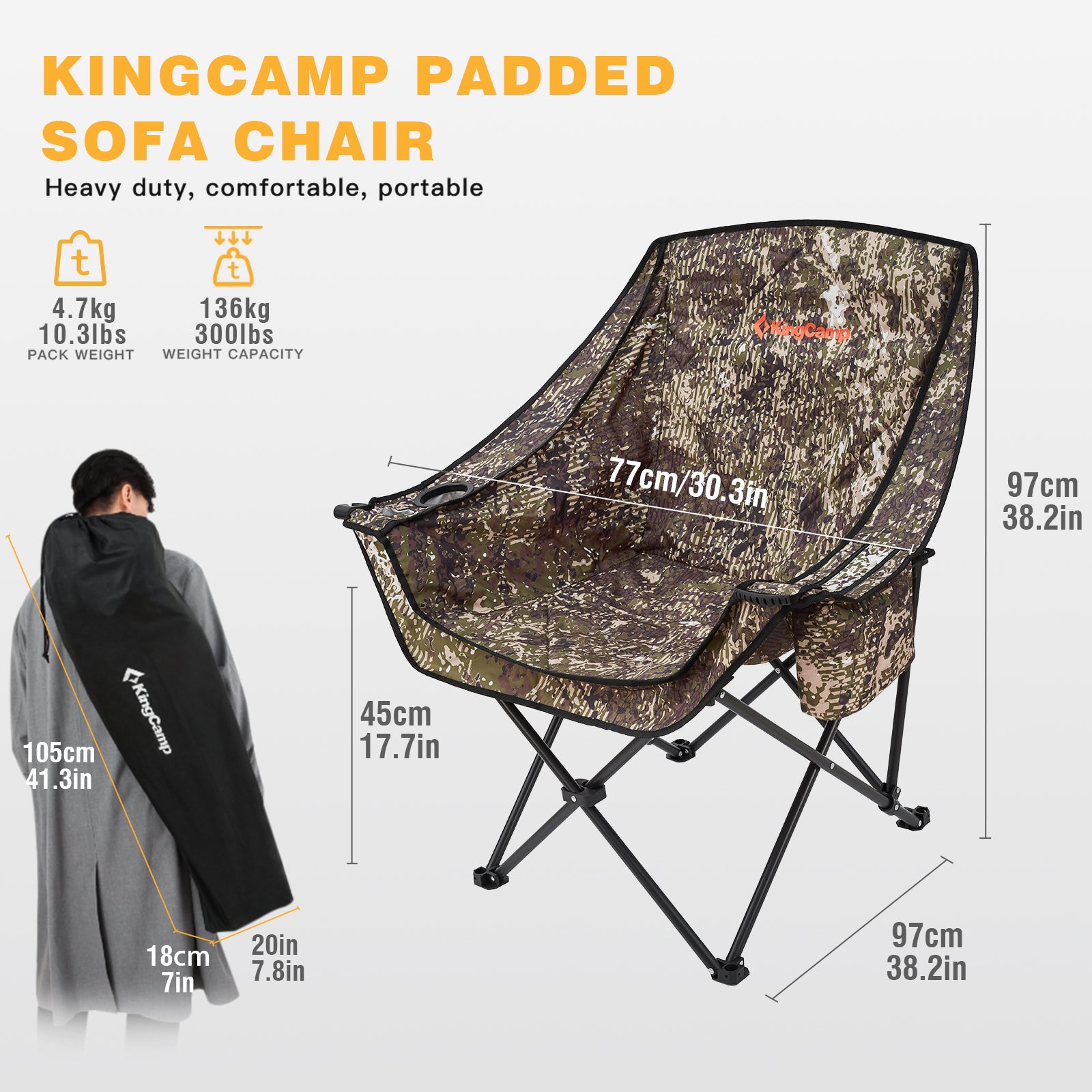 KingCamp Extra Large Slant Backrest Chair